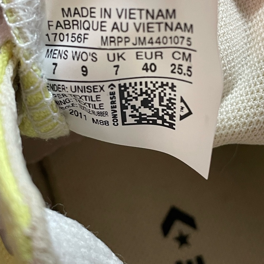 Converse Unisex CT All Star OX 170156F Yellow Casual Shoes Sneakers Size M 7 W9 - Picture 8 of 10